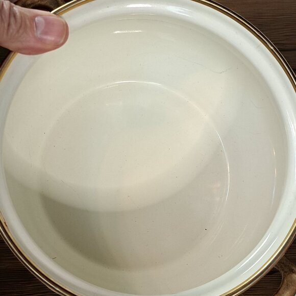 Vintage Asta Enamelware Floral Cookware With Brass Handles Germany with Lid . - Picture 5 of 7